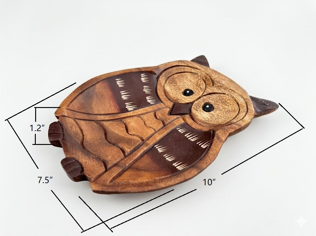 Hand Carved Wooden Owl Decor, Rustic Owl-Figurine for Shelf, Farmhouse Woodland Animal Statue, Gifts for Women, Nature Lover Gift for Home Office Bedroom Decor